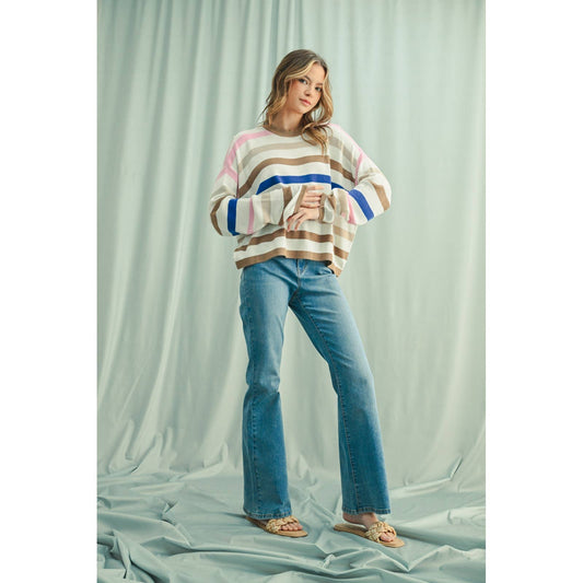 Multipcolor Striped Lightweight Sweater