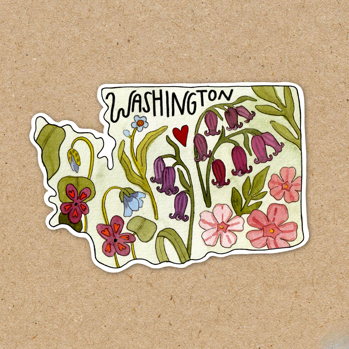 Washington Wildflower State Vinyl Sticker