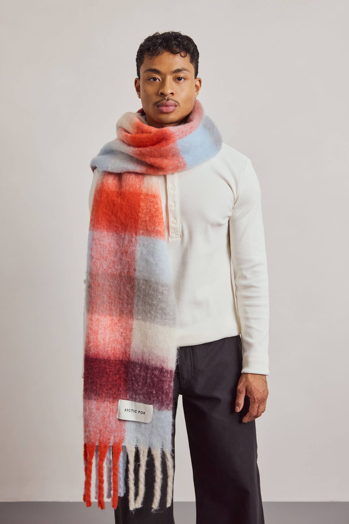 Red Blue Check Reykjavik Scarf