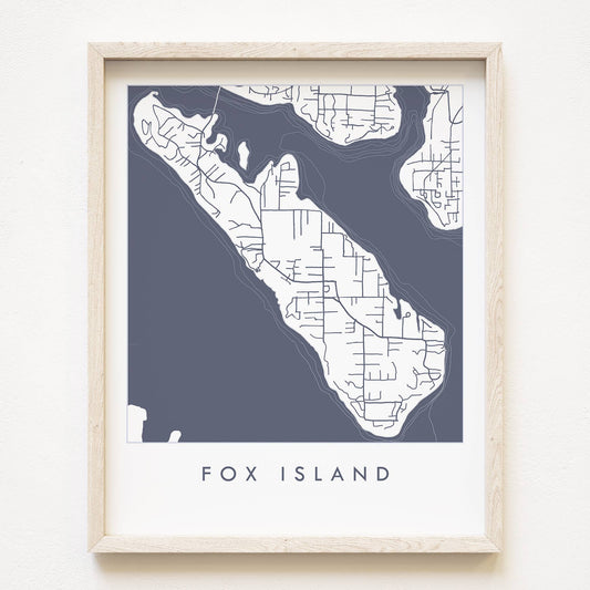 Fox Island Washington "Blueprint" Map ART PRINT