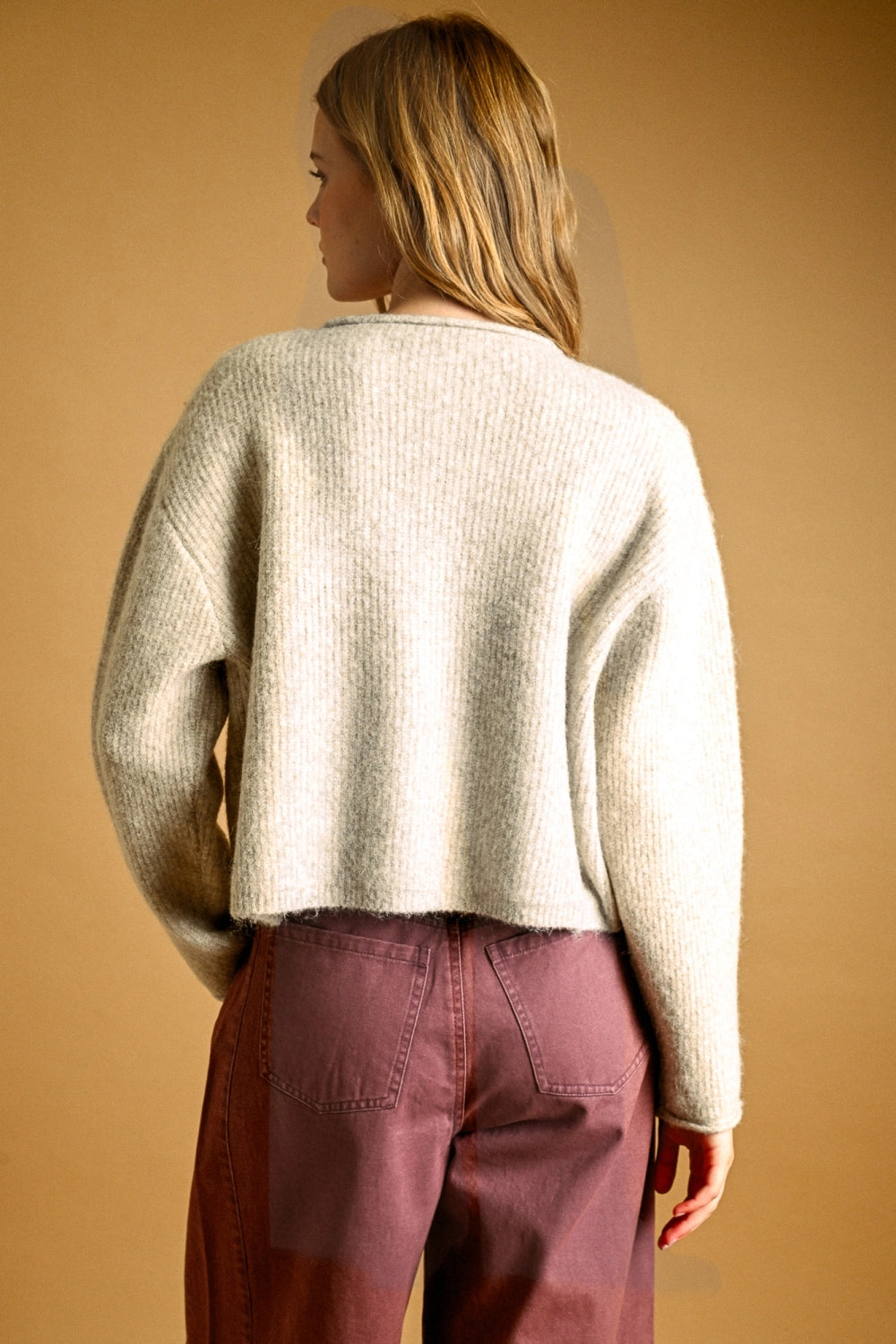 Soft Ribbed Button-Front Cardigan Sweater