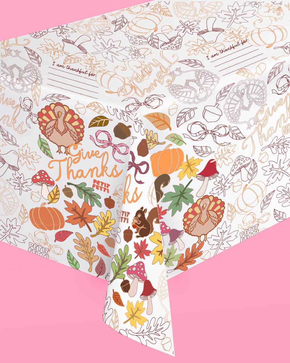 Give Thanks Paper Tablecloth - coloring tablecloth, fall, thanksgiving decor