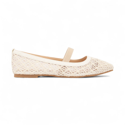 Regina Lace Ballet Flat in Cream