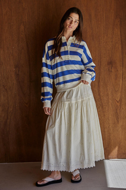 Amerie Striped Collared Pullover