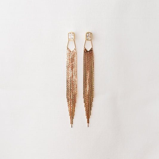 Maddie Baguette Fringe Drop Earrings Duo