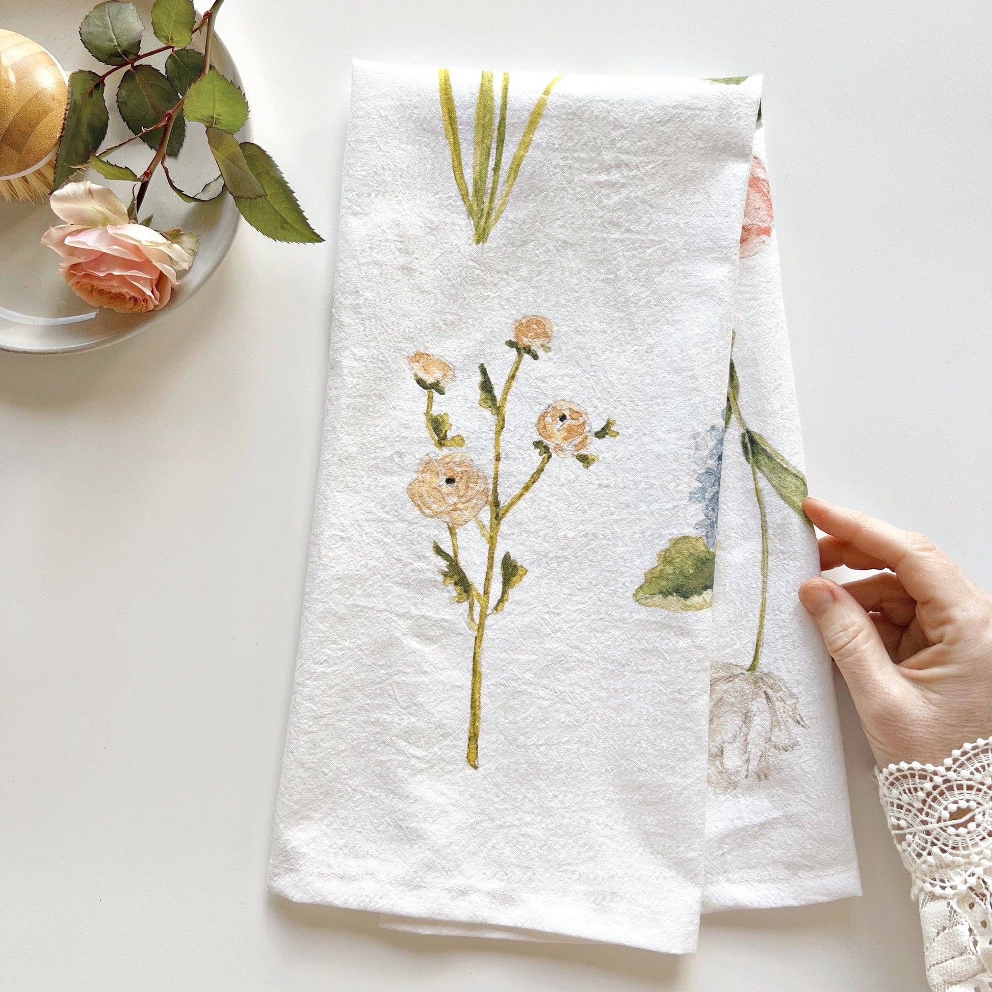 Garden flowers tea towel Local whimsy