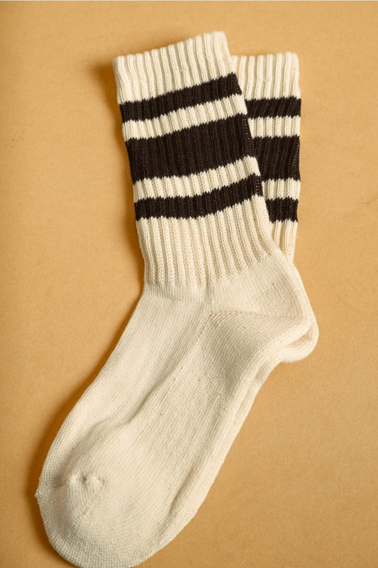 Retro Stripe Ribbed Crew Socks