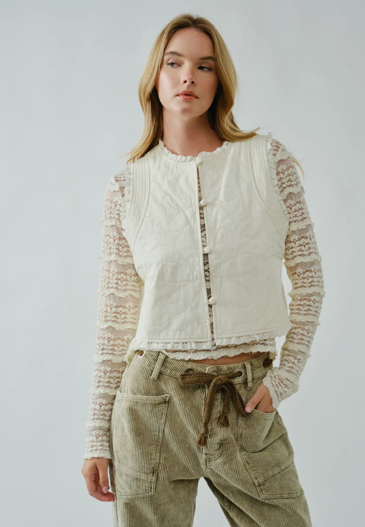 Lovely Cotton Quilted Ruffle Vest