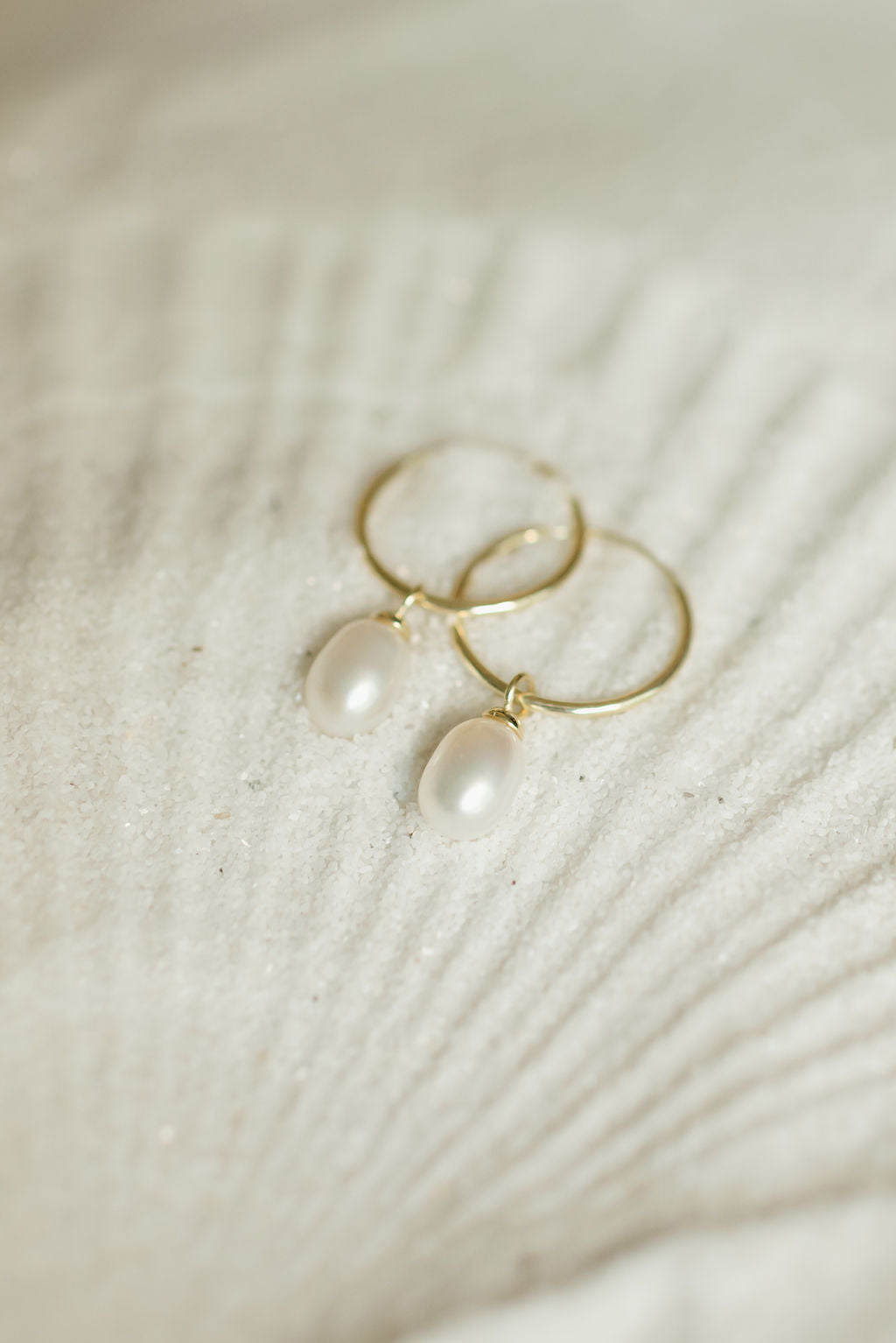 Golden Hour Hoop Pearl Drop Earrings