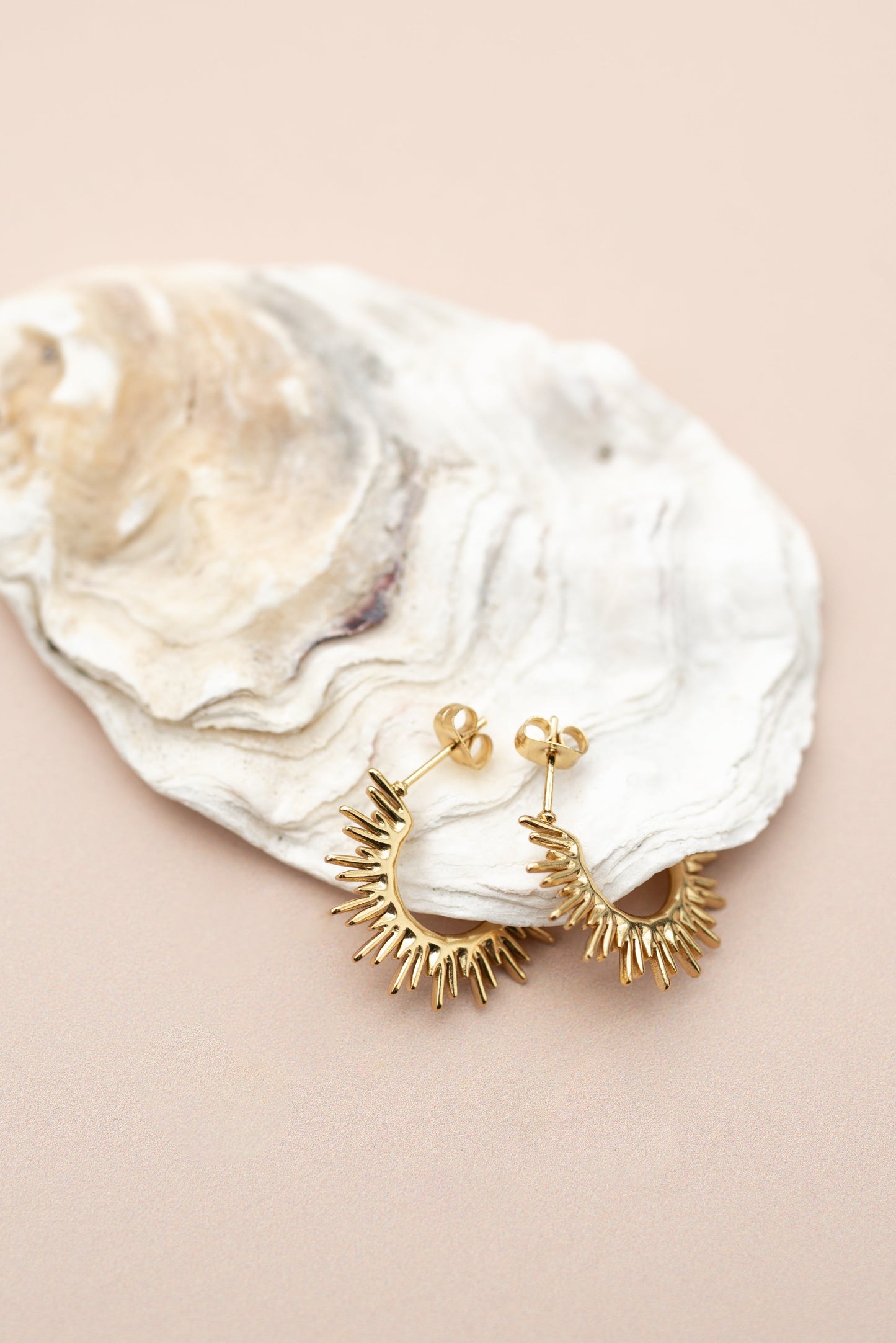 Sunburst Gold Hoop Earrings