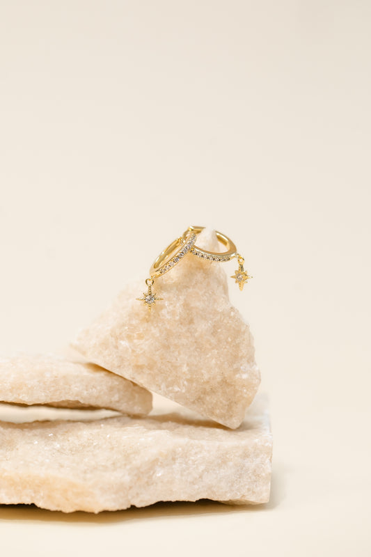 North Star Hoop Huggie Earring