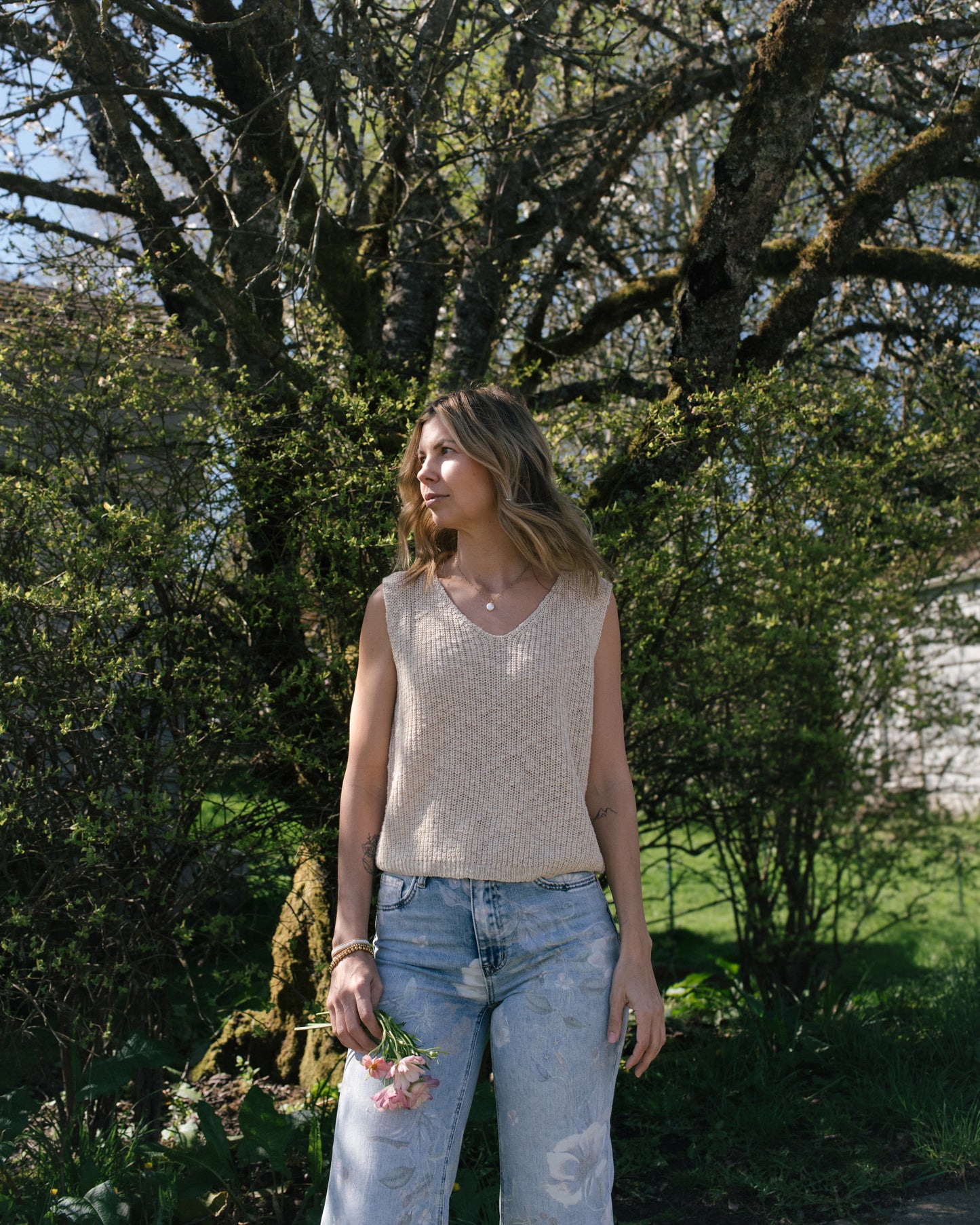 Woven Knit Vest Tank