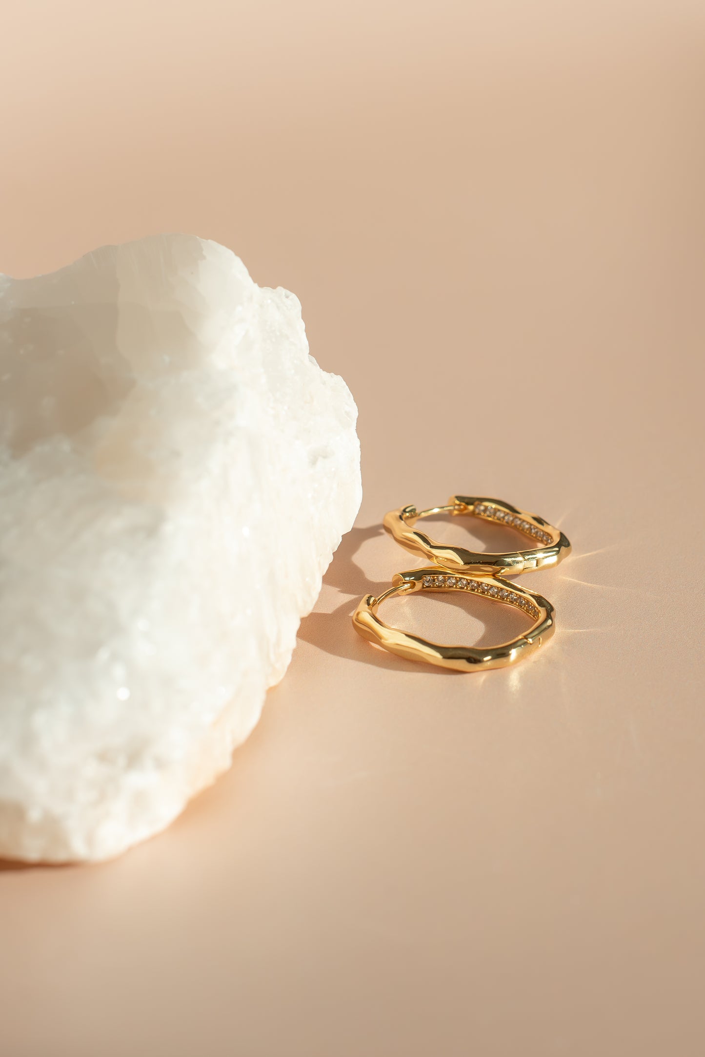 Wavy Horizon CZ Huggie Earring