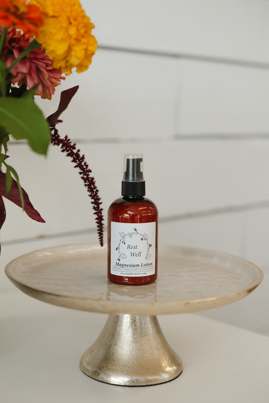 Rest Well Herbal Magnesium Body Lotion: 4 oz plastic bottle