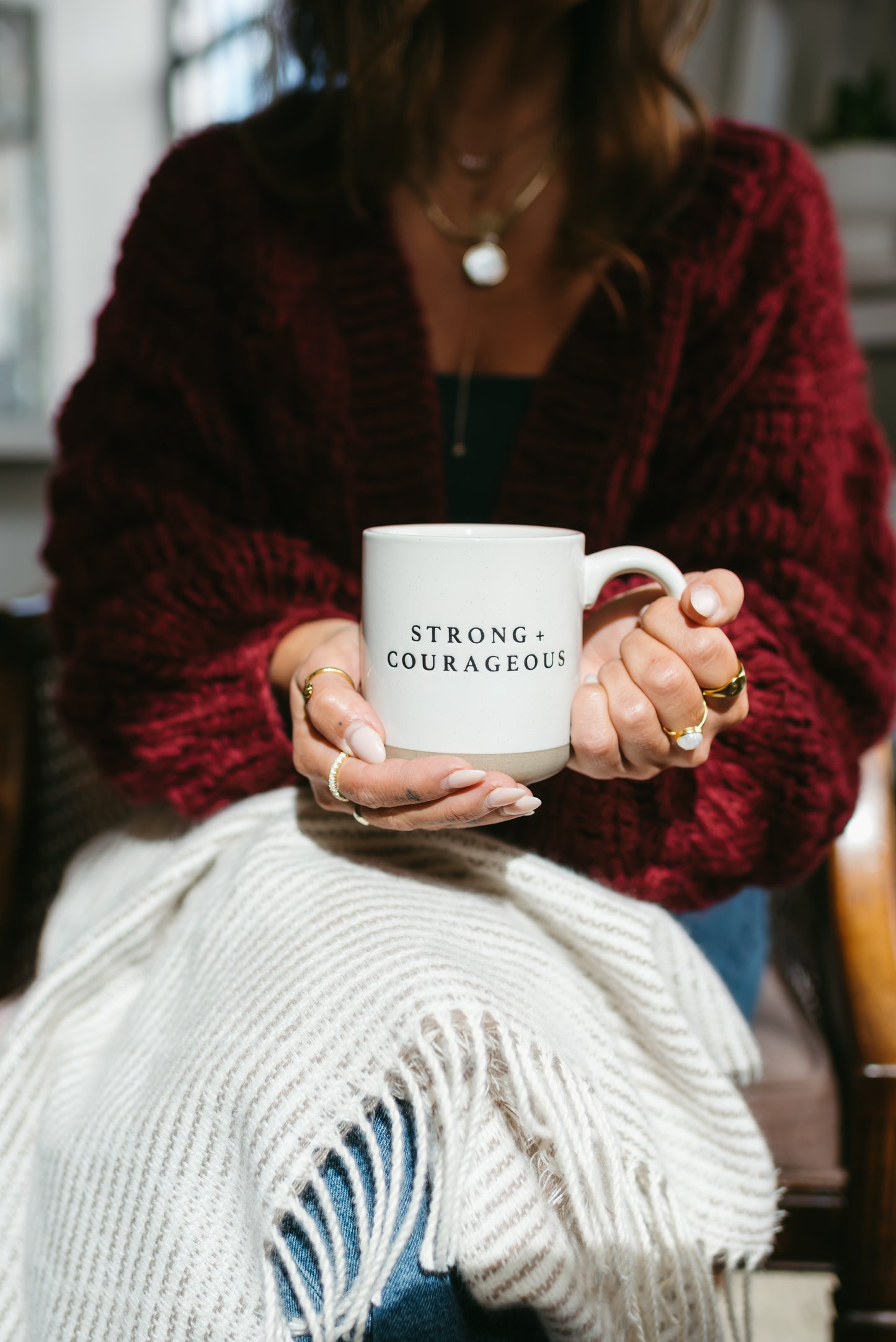 Strong & Courageous Stoneware Coffee Mug -Gifts & Home Decor