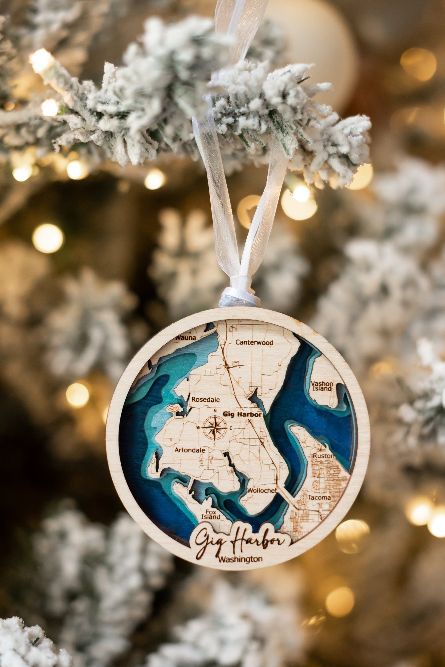 Topographic Wood Ornament