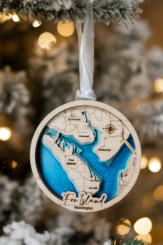 Topographic Wood Ornament