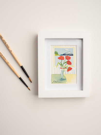 4 x 5" Framed Art Original Watercolor - Bouquets