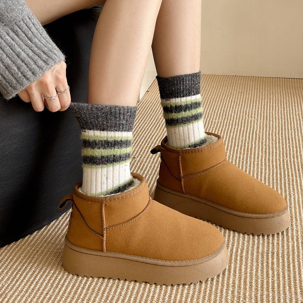 Striped Wool Blend Crew Socks