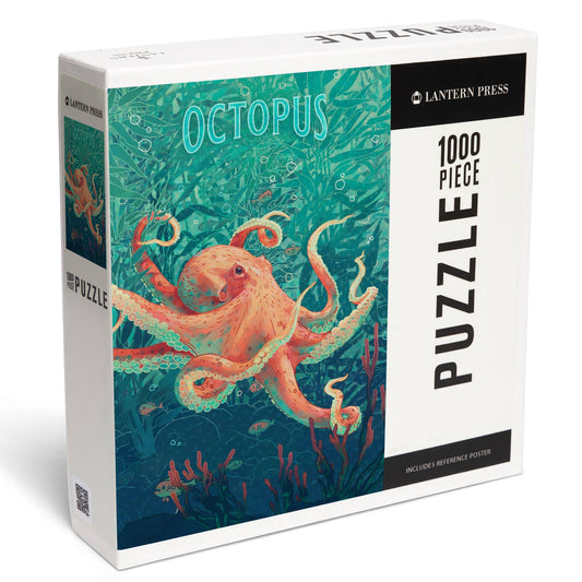 1000 Piece Puzzle Fluid Linework, Octopus