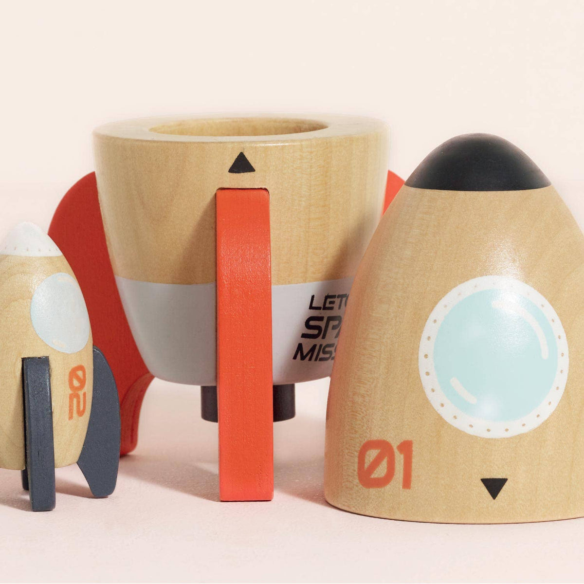 Magnetic Wooden Space Rocket Duo
