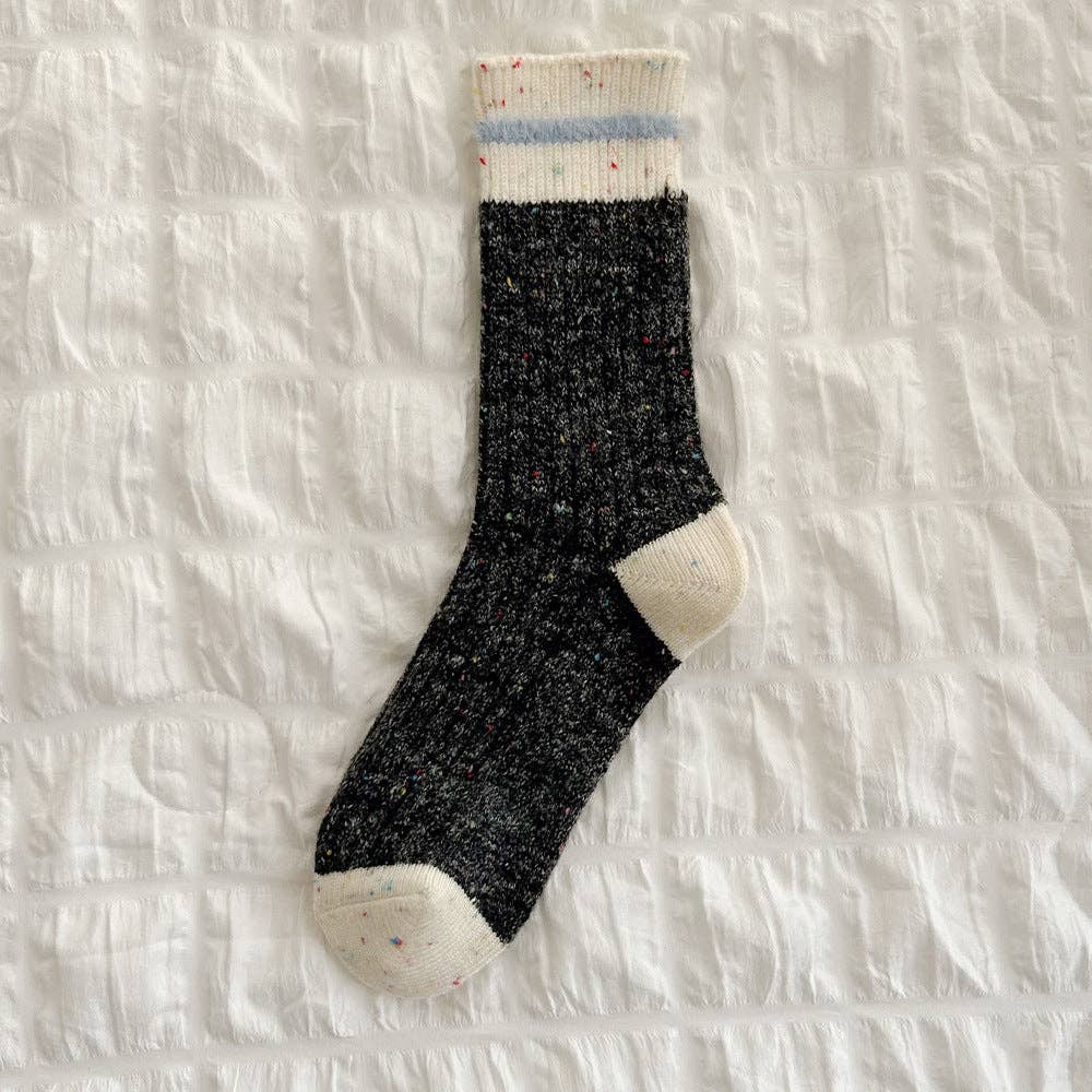 Striped Wool Blend Crew Socks