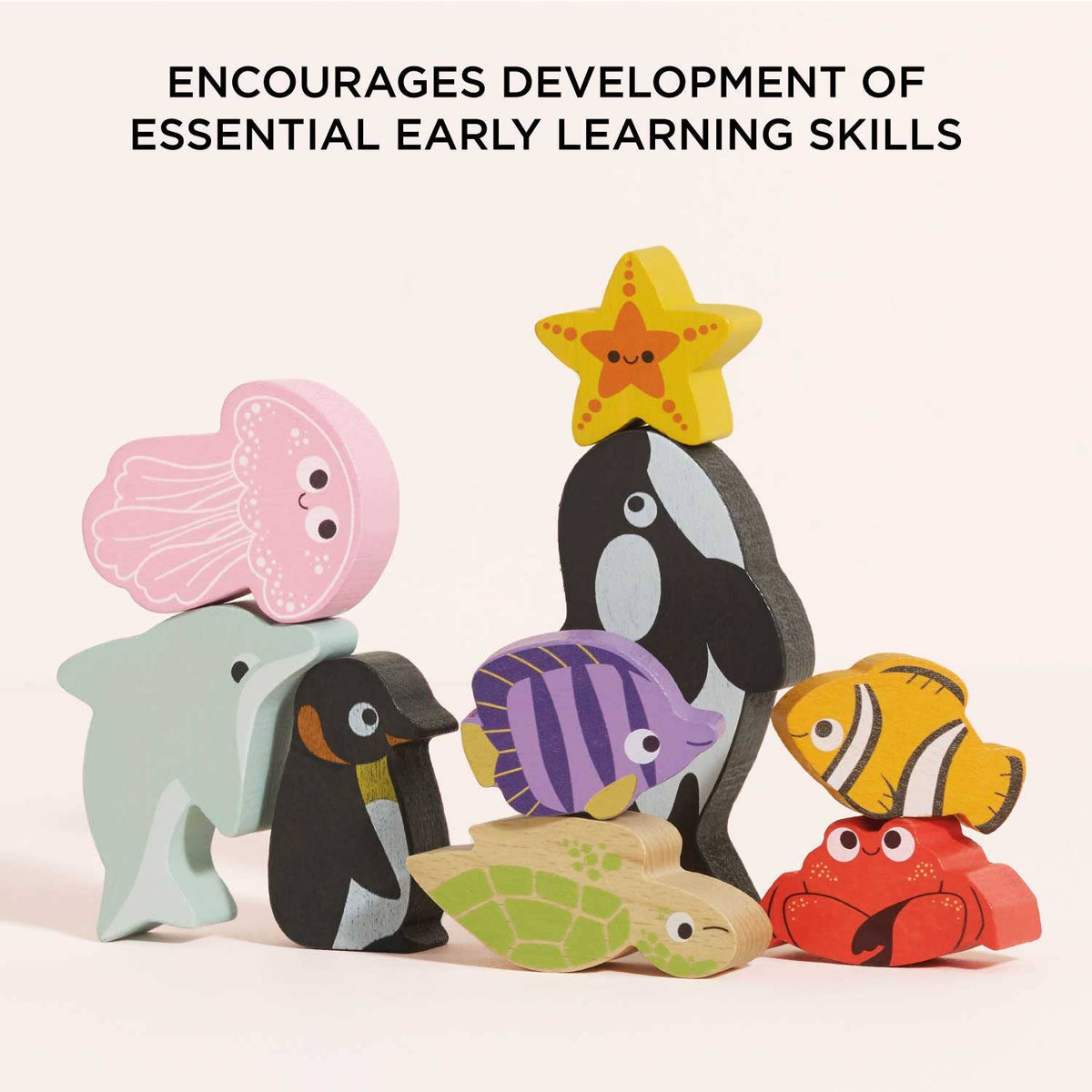 Ocean Life Wooden Stacking Animals