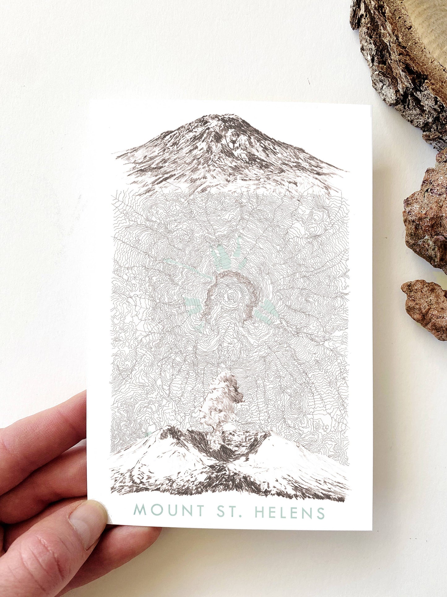 Mount St. Helens Topo Postcard