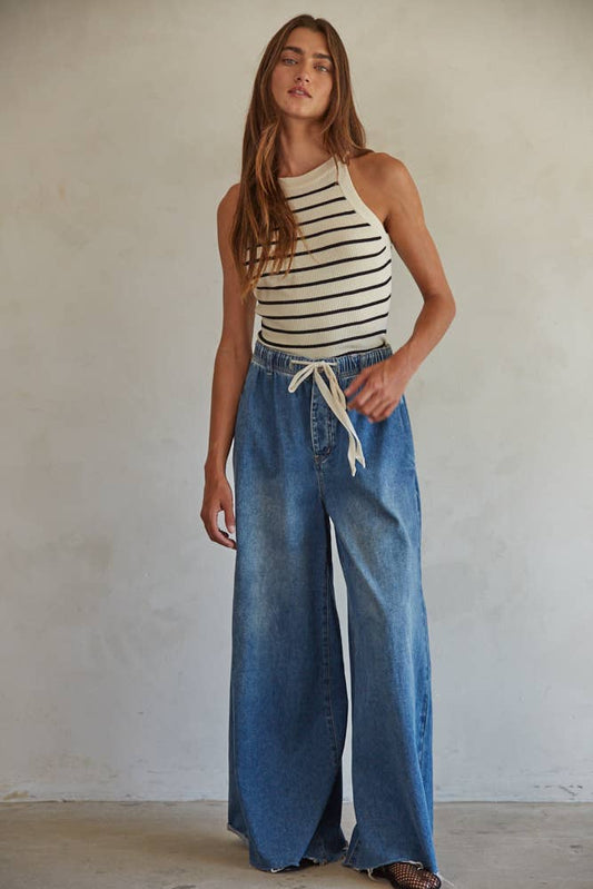 Knit Sweater Ribbed Striped Tank Top