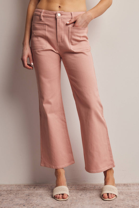 Cropped Patch-Pocket Straight Leg Pant