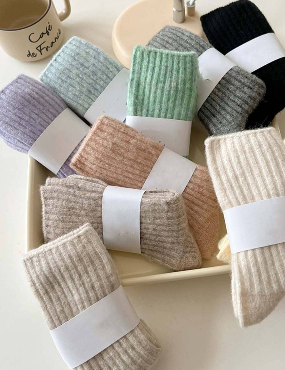 Ribbed Wool Crew Socks