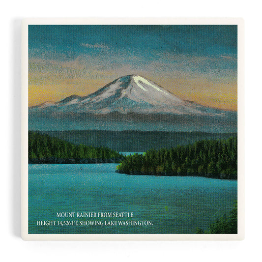 CERAMIC COASTER Mt. Rainier from Seattle, Washington