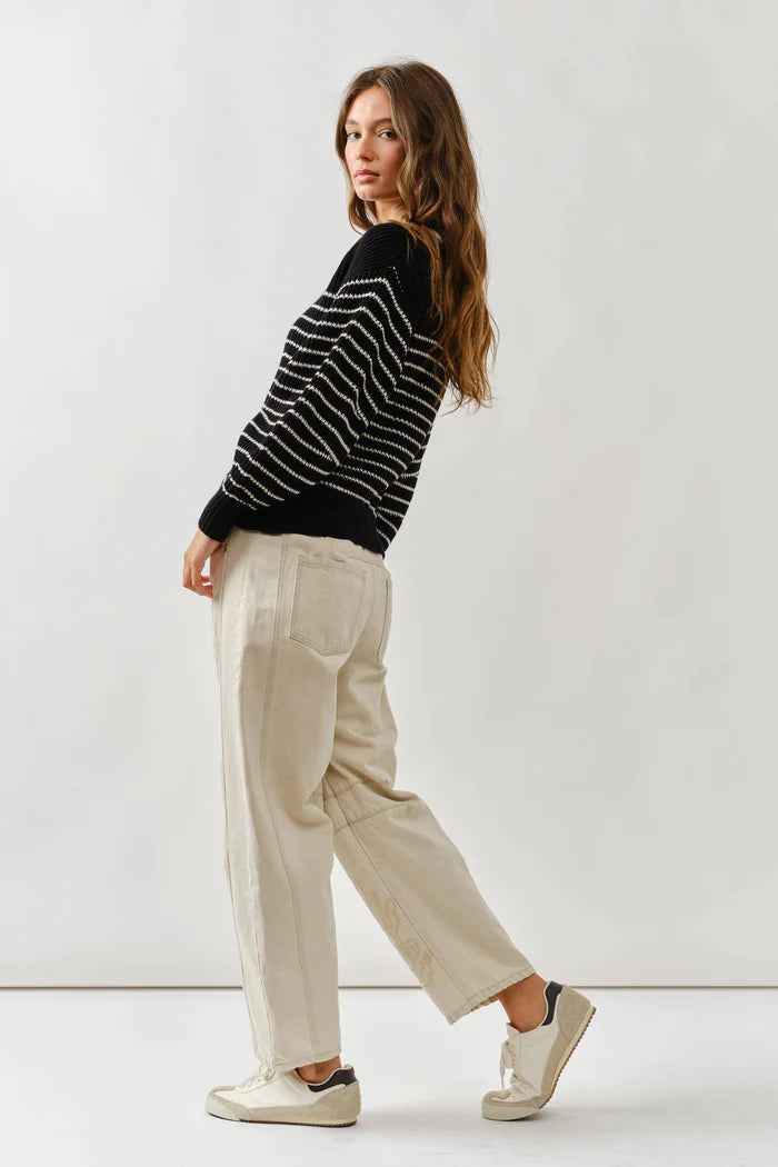 Voluminous Sleeve Stripes Cardigan