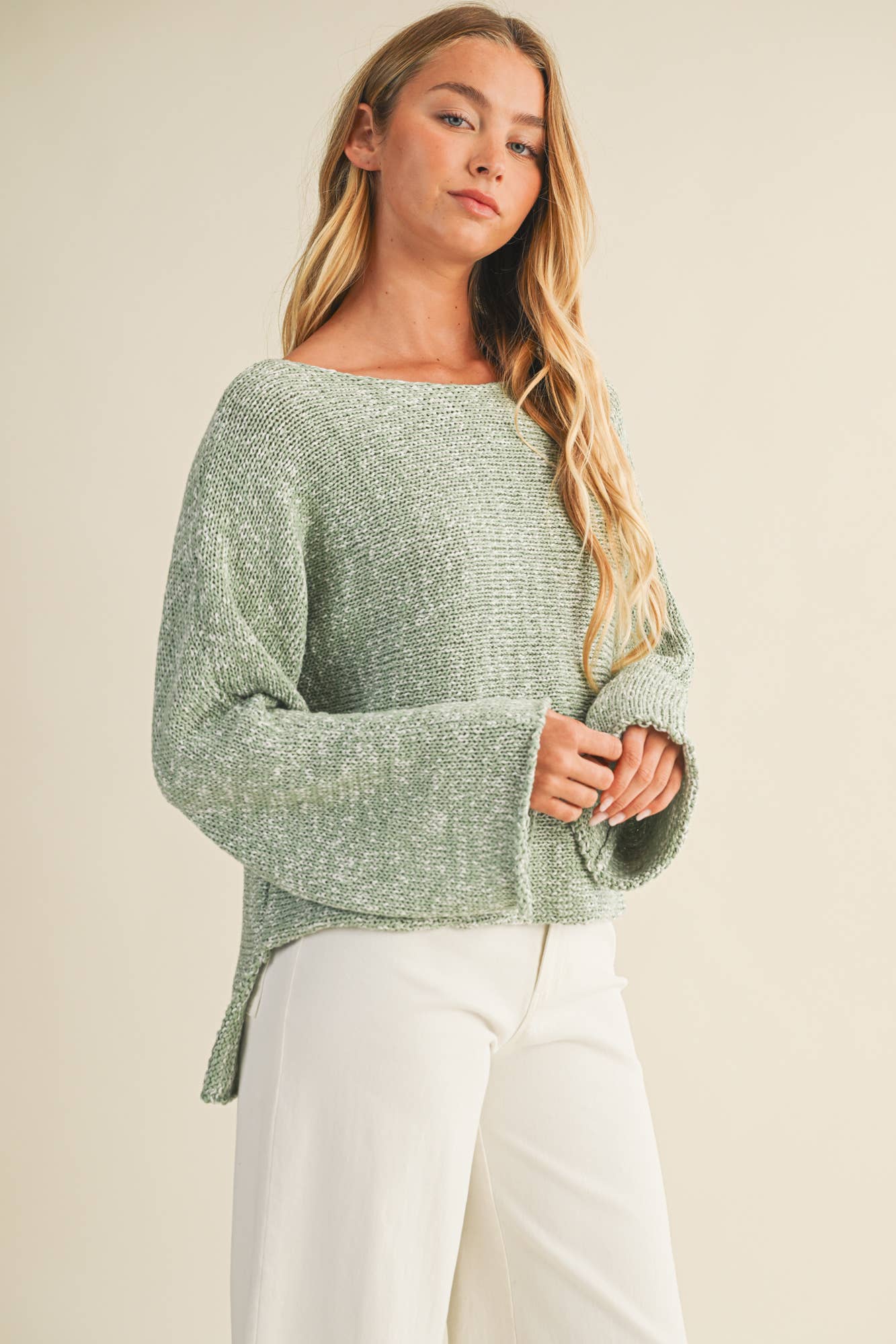 Boat Neck High-Low Sweater