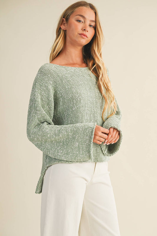 Boat Neck High-Low Sweater