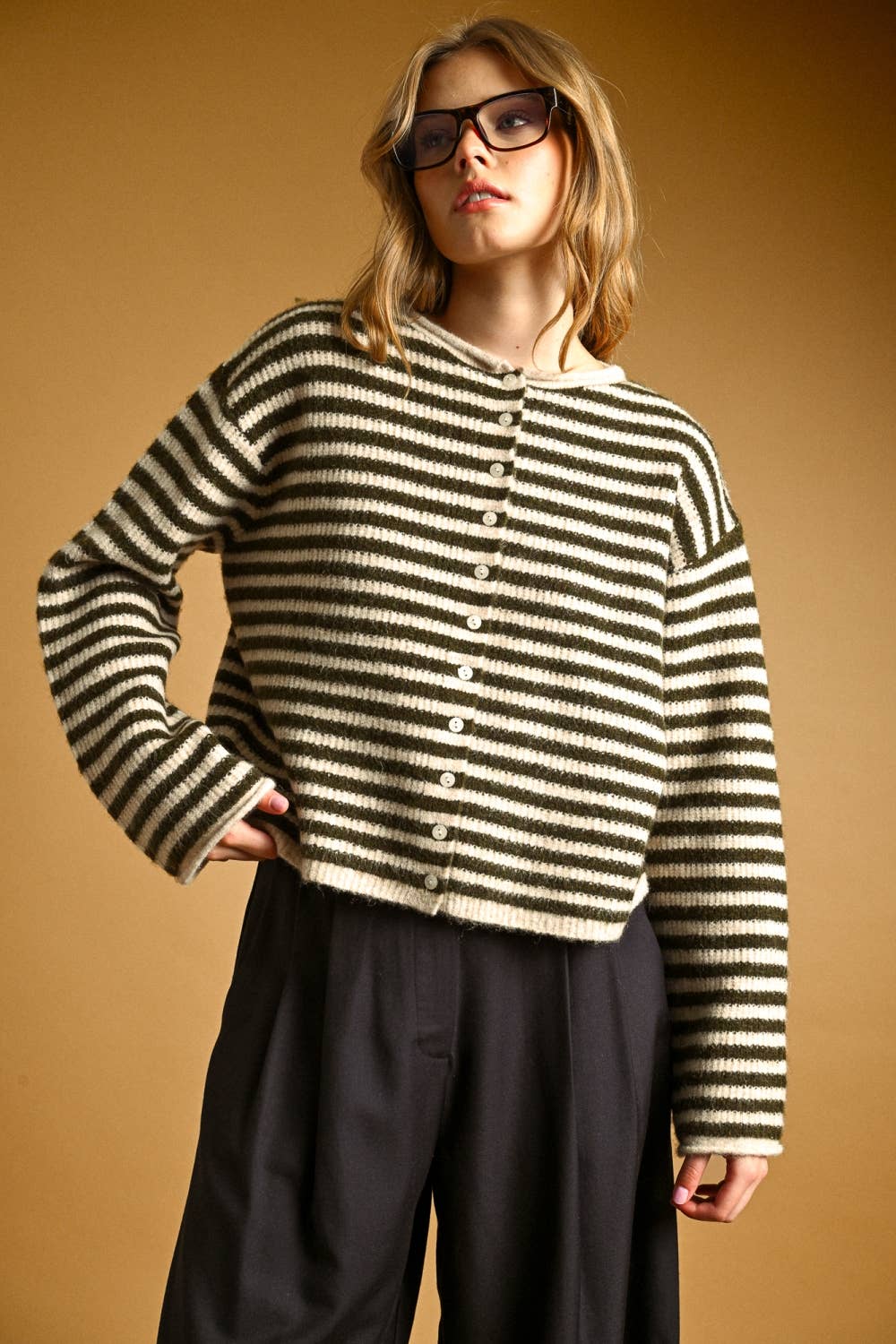 Button Front Ribbed Cardigan