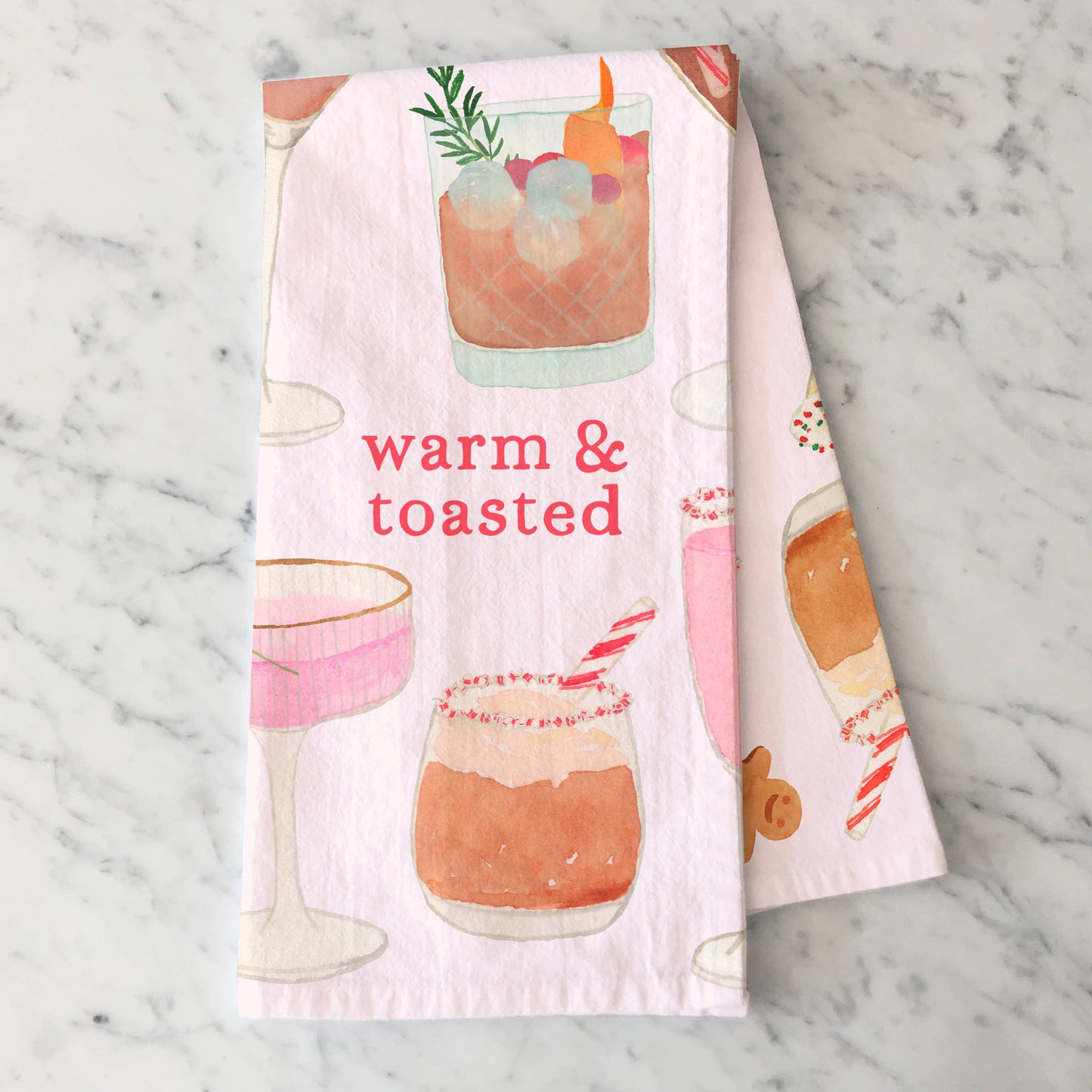 Holiday Cocktails Tea Towel | Holiday Drinks Dish Towel