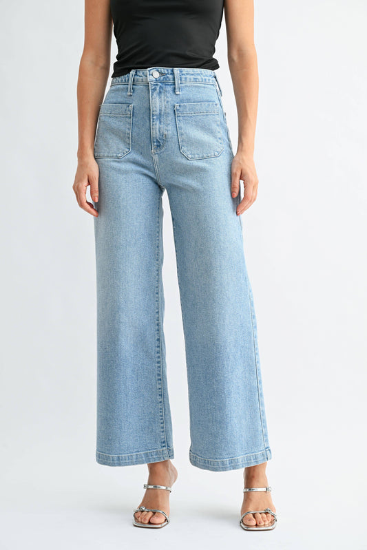 Patch-Pocket Wide Leg Denim