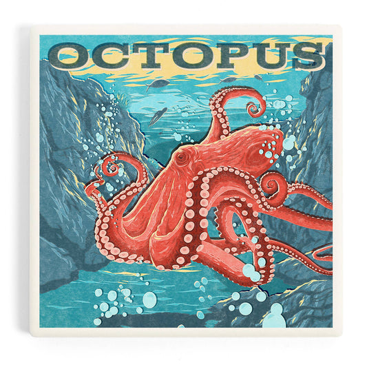 Vintage Print Press, Octopus CERAMIC COASTER