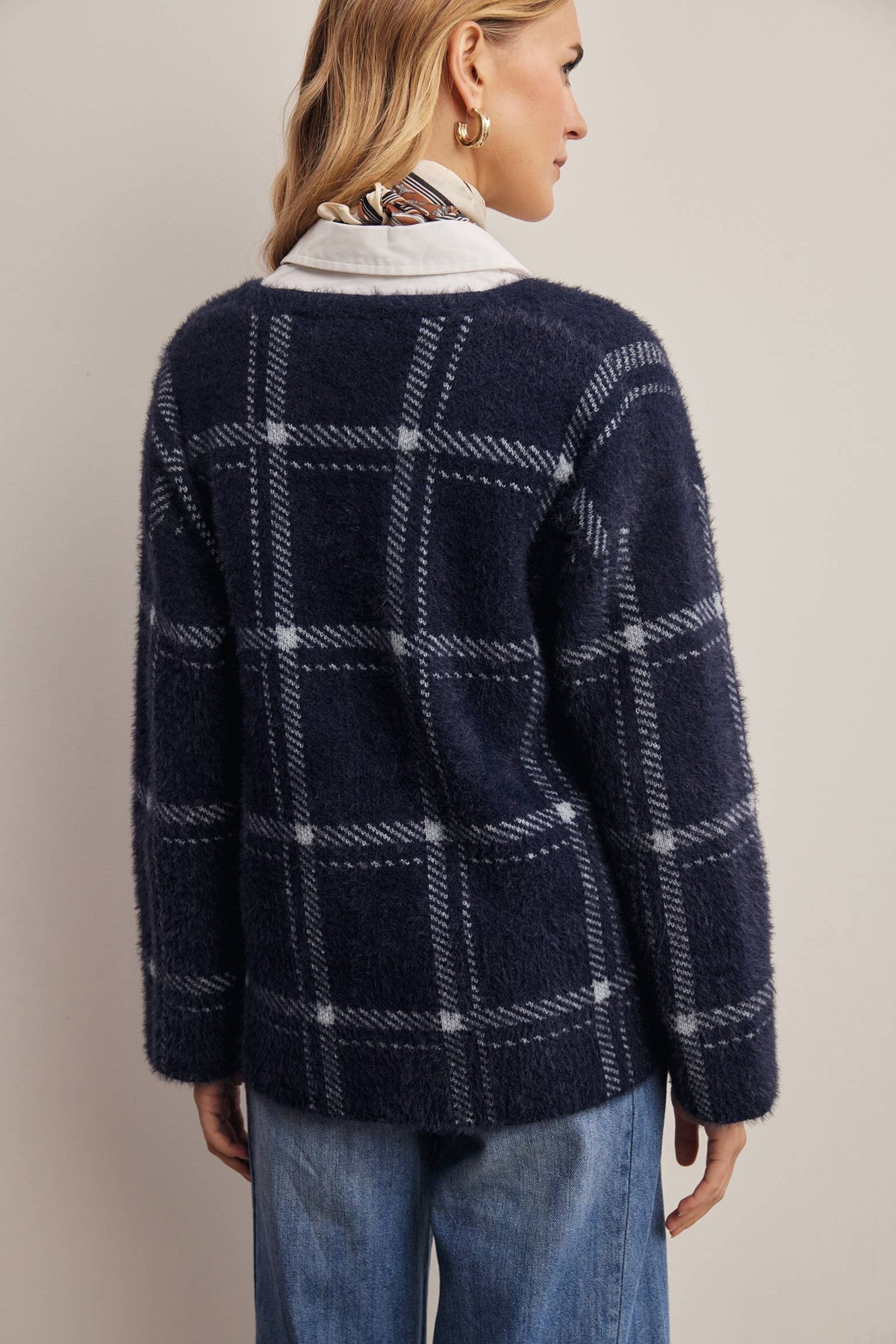 Plaid Soft Knit Cardigan