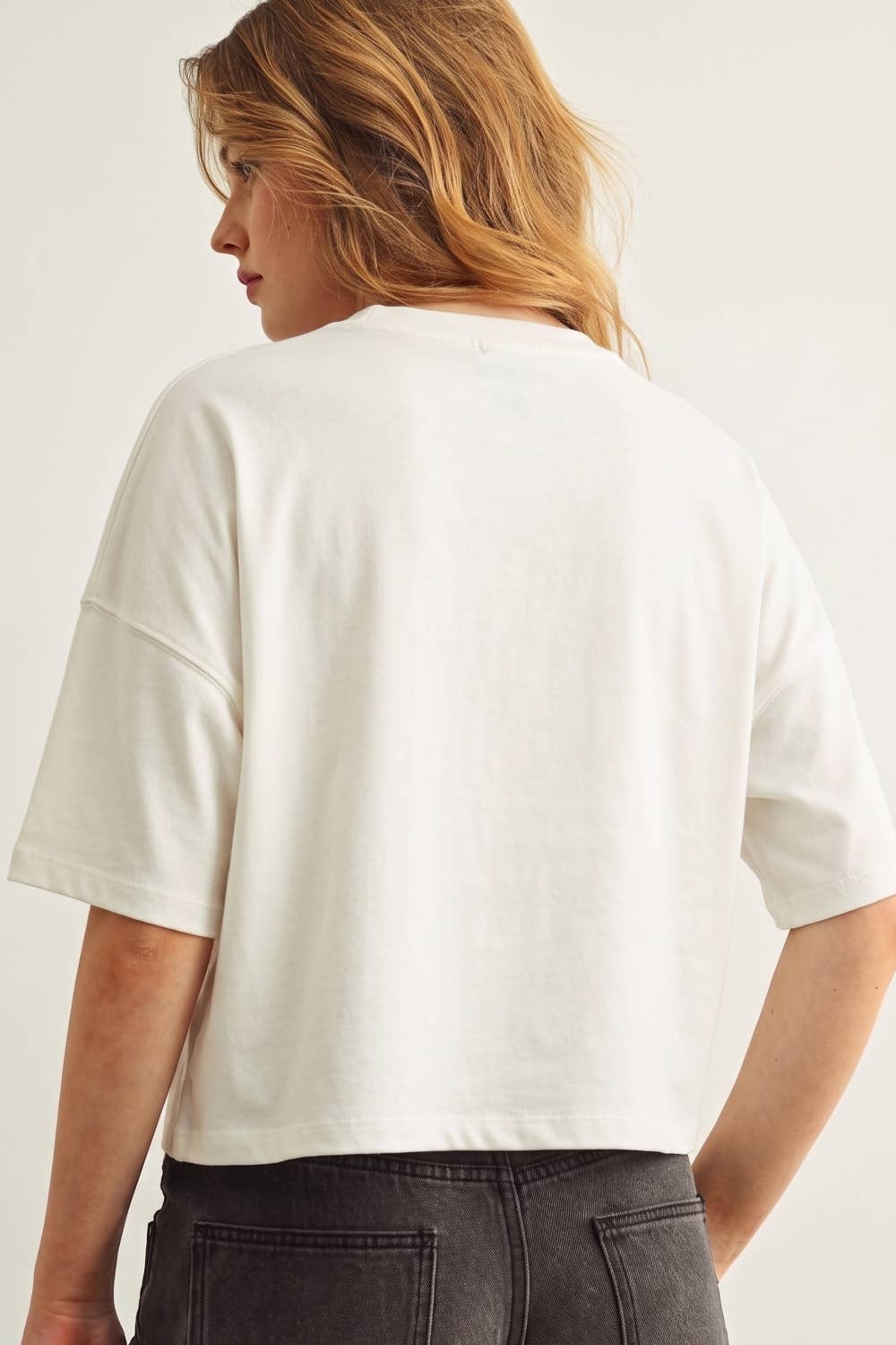 Button Down Round Neck Half Sleeve Top