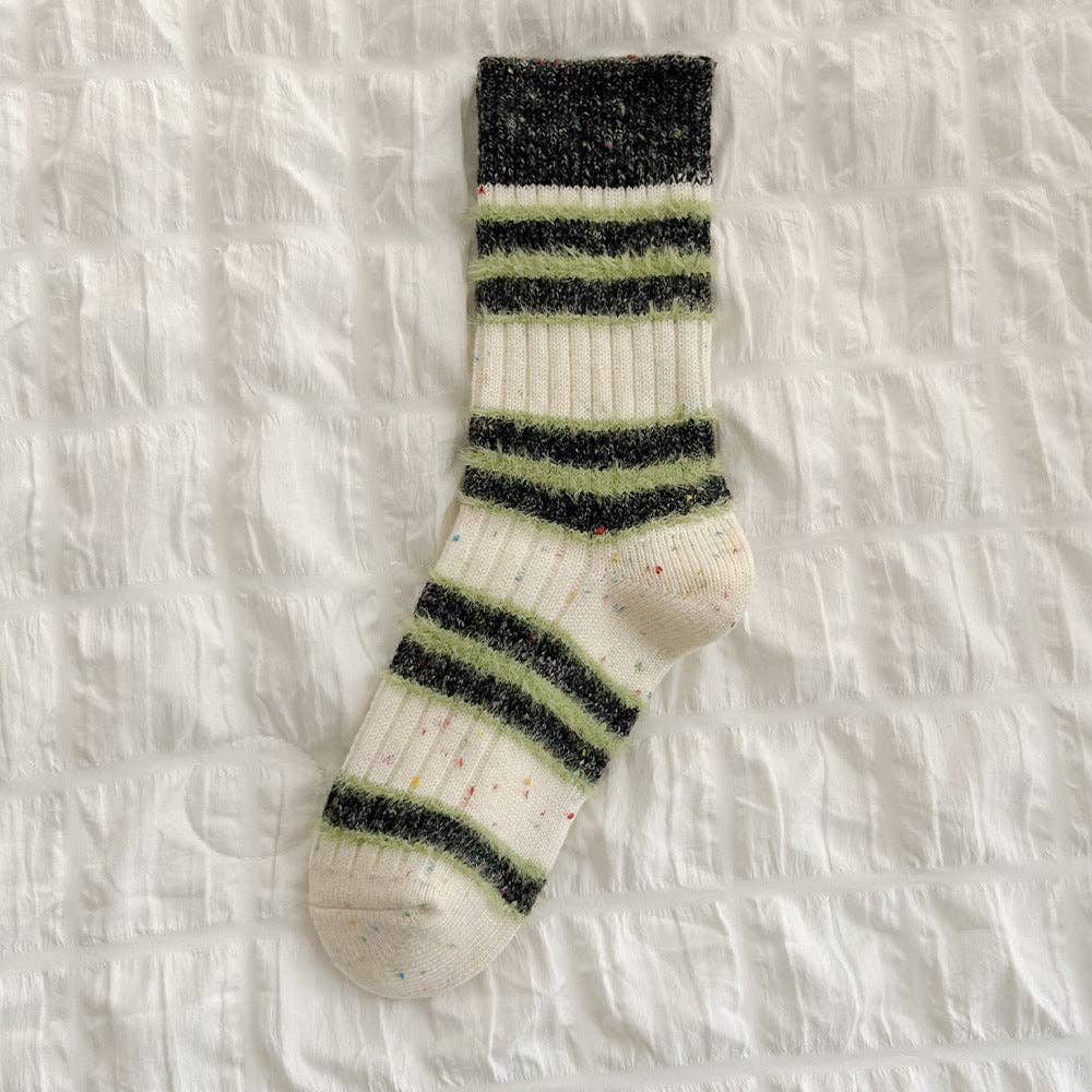 Striped Wool Blend Crew Socks
