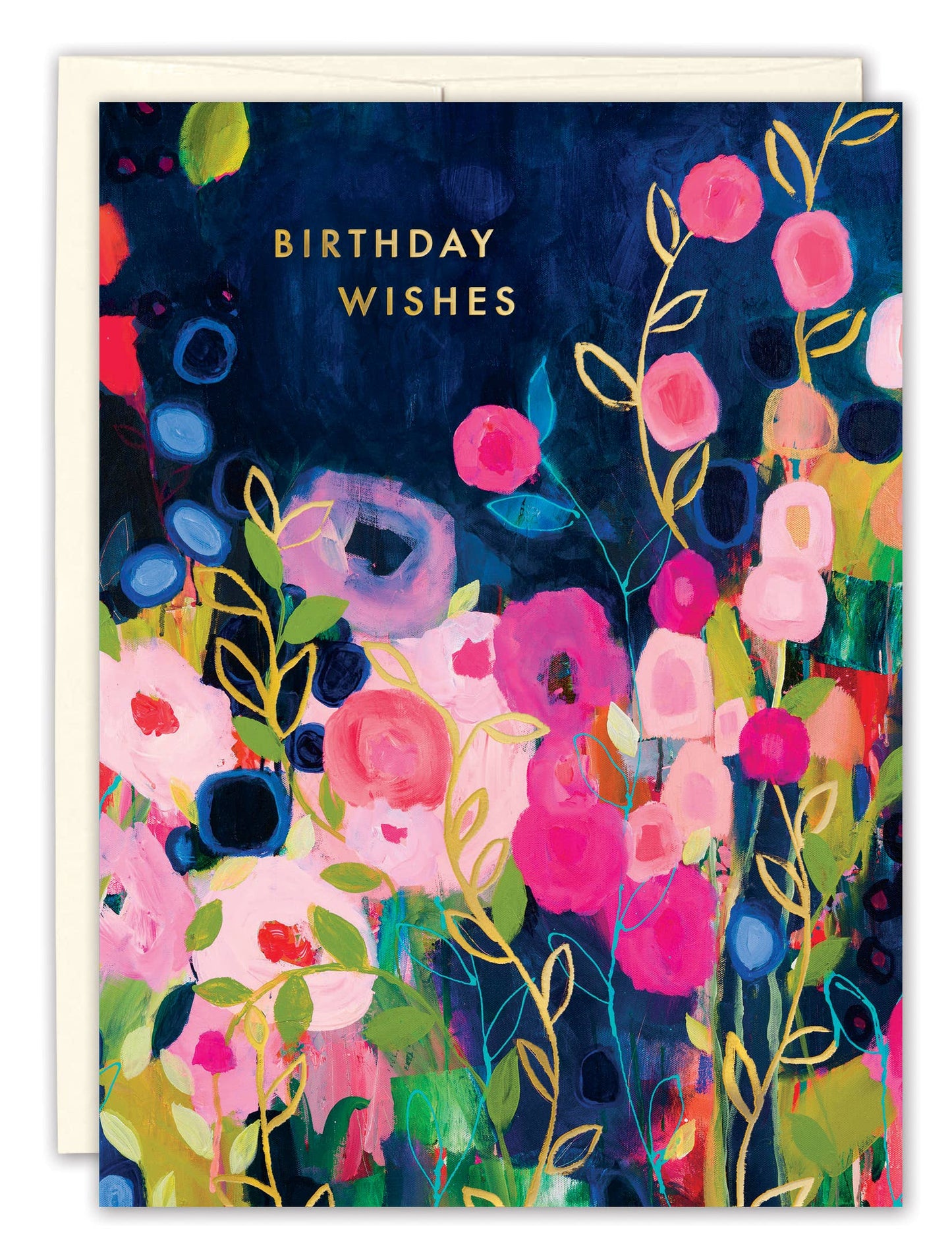 Pink & Blue Flowers Birthday Wishes Card