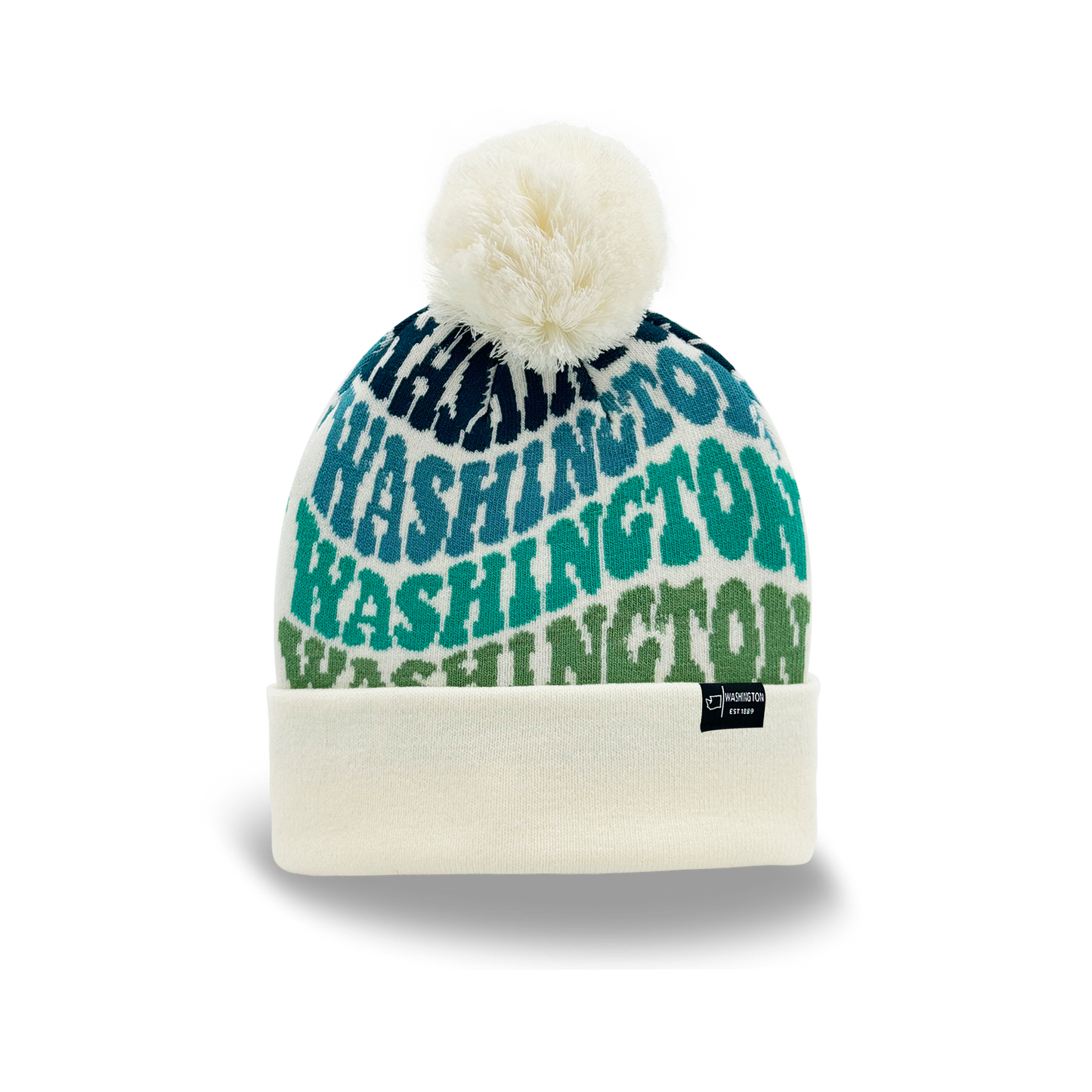 Washington Colorful Letter Beanie with Pom Pom