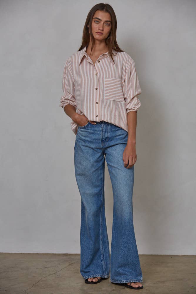 Striped Cotton Button-Up Shirt