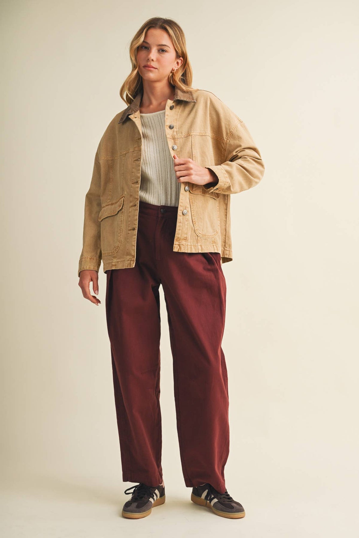 Washed Denim Contrast Collar Jacket