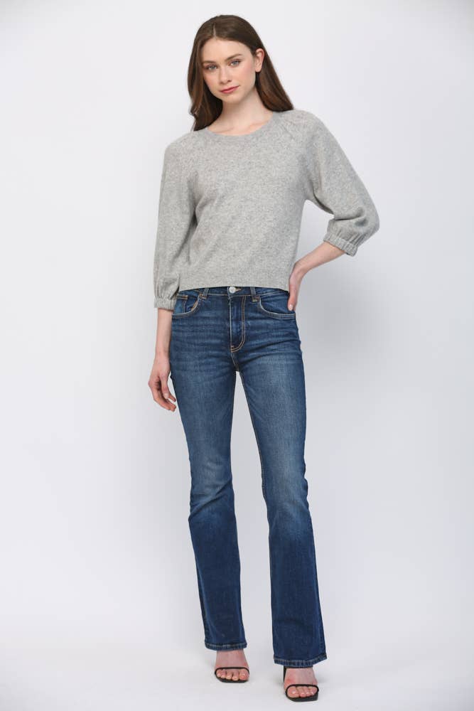 CASHMERE BLEND RIBBED CUFF RAGLAN SLV SWEATER FW15906