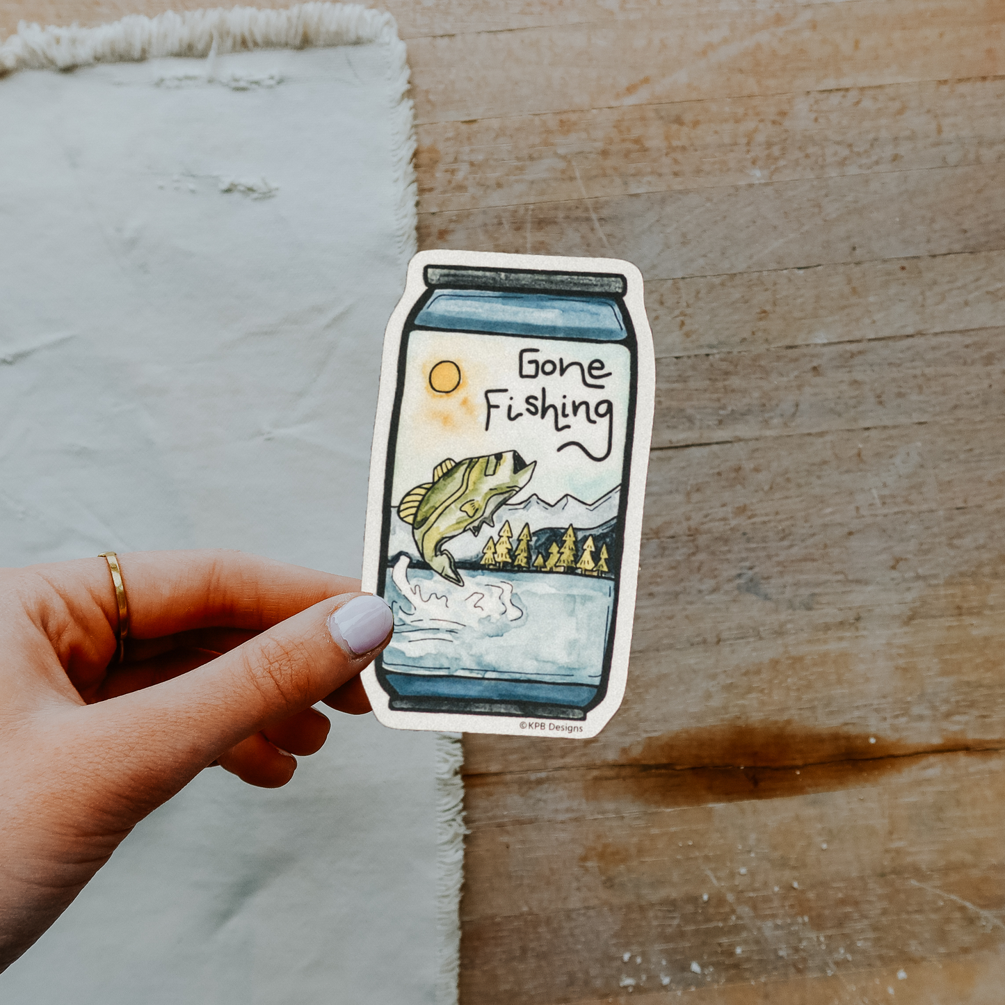 Gone Fishing Beer Can Vinyl Sticker
