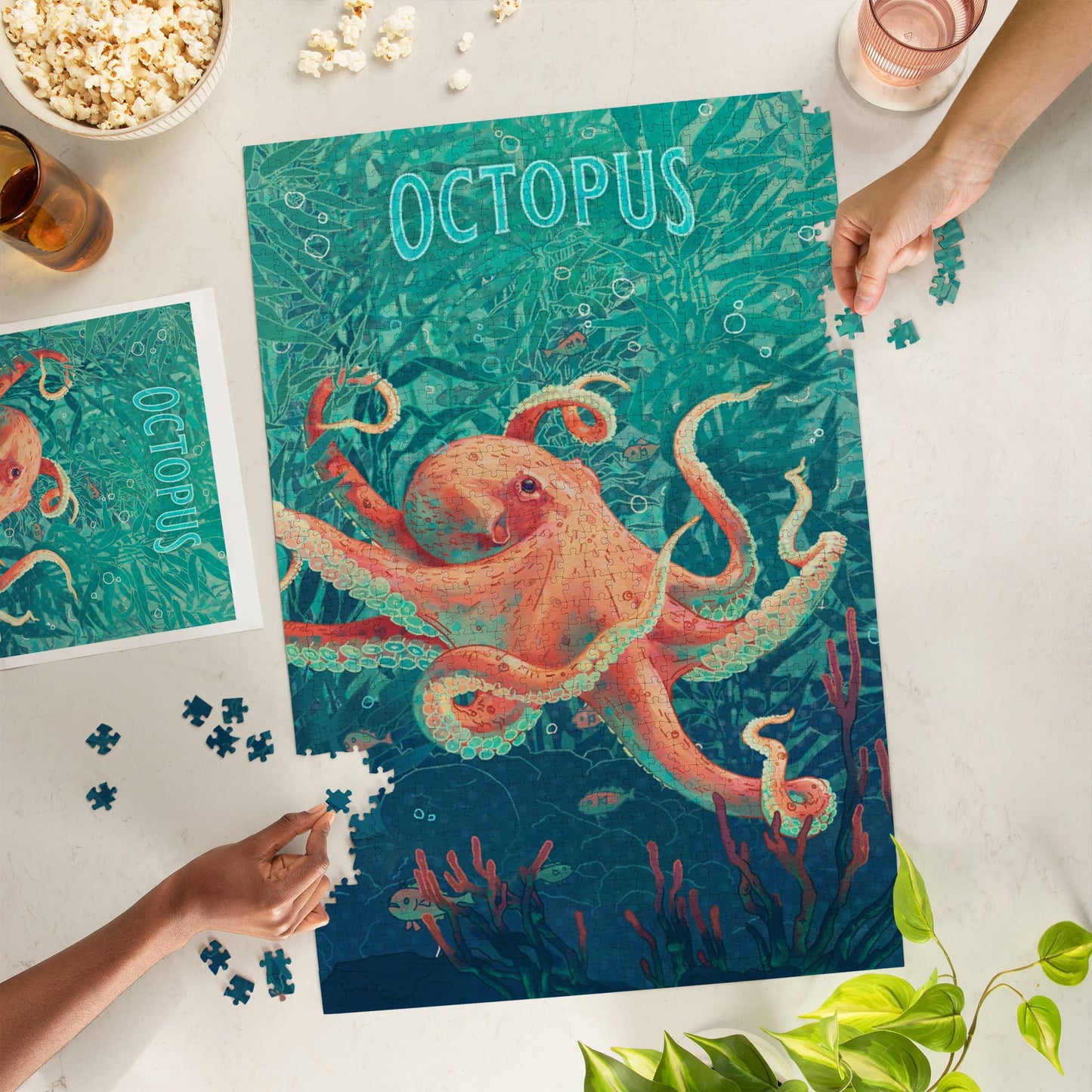 1000 Piece Puzzle Fluid Linework, Octopus