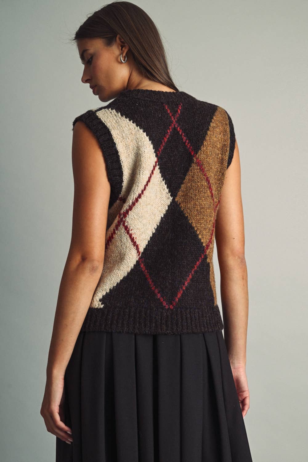 Color Block Argyle Sweater Vest